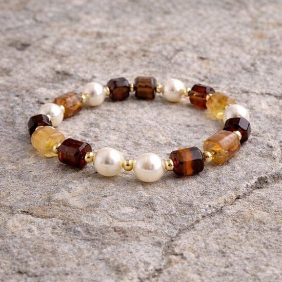 Dabīgo pērļu rokassprādze "Tauriņa zelts"